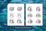 Enchanting Kuwaii Sea Creatures: 37-Designs Printable and Colorable Sticker Pack - Cute Stickers - Under The Sea - Coastal -Instant Download