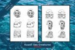 Enchanting Kuwaii Sea Creatures: 37-Designs Printable and Colorable Sticker Pack - Cute Stickers - Under The Sea - Coastal -Instant Download