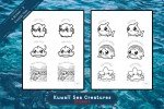 Enchanting Kuwaii Sea Creatures: 37-Designs Printable and Colorable Sticker Pack - Cute Stickers - Under The Sea - Coastal -Instant Download