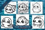 Enchanting Ocean Odyssey: Collection of 37 Kuwaii Sea-Themed Printable Coloring Pages - Ocean Coloring Sheets - Instant Download - Printable