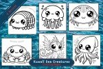 Enchanting Ocean Odyssey: Collection of 37 Kuwaii Sea-Themed Printable Coloring Pages - Ocean Coloring Sheets - Instant Download - Printable