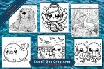 Enchanting Ocean Odyssey: Collection of 37 Kuwaii Sea-Themed Printable Coloring Pages - Ocean Coloring Sheets - Instant Download - Printable