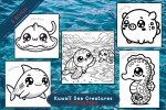 Enchanting Ocean Odyssey: Collection of 37 Kuwaii Sea-Themed Printable Coloring Pages - Ocean Coloring Sheets - Instant Download - Printable