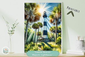 Coastal Beacon: Majestic Lighthouse Wall Art for Home and Office - Downloadable Printable Coastal Decor Digital Prints