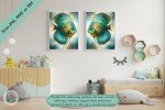 Dual Discus Fish Art Prints - Transformative Teal Abstract Art - Coastal Wall Decor for Home or Office - Downloadable Printable Aquatic Art