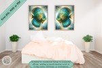Dual Discus Fish Art Prints - Transformative Teal Abstract Art - Coastal Wall Decor for Home or Office - Downloadable Printable Aquatic Art