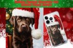 Holiday-Themed Chocolate Lab Phone Case - Cute Dog Phone Cover, Dog Lover Gift, Xmas Pet Accessory, Customizable Dog Case