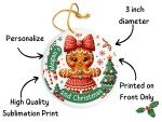 2nd Christmas Personalized Gingerbread Girl Ornament, Custom Bauble for Second Christmas, Cute Holiday Decoration & Keepsake for Baby