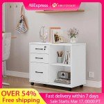 Mobile 3-Drawer Printer Stand with Open Shelf