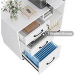 Mobile 3-Drawer Printer Stand with Open Shelf