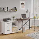 Mobile 3-Drawer Printer Stand with Open Shelf
