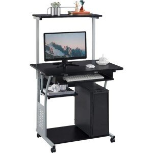 3-Tier Rolling Computer Desk with Printer Shelf