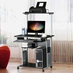 3-Tier Rolling Computer Desk with Printer Shelf