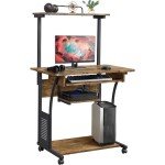 3-Tier Rolling Computer Desk with Printer Shelf