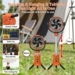 Rechargeable Portable Camping Fan with Light & Remote