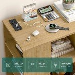 3-Drawer Rattan Filing Cabinet with Charging Station