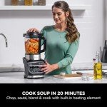 Ninja Foodi Blender & Soup Maker, 10 Auto-iQ Programs, 1.7L Glass Jug, Hot & Cold Blender, Built-In Heating Element, Tamper, Cleaning Program & Brush, 1000W, Black HB150UK
