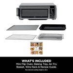 Ninja Foodi 8-in-1 Flip Oven, Portable Mini Oven for Countertop and Work Surfaces, Multifunctional Oven with 8 Cooking Functions; Air Fry, Roast, Grill, Bake and more. Silver/Black SP101UK