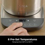 Ninja Perfect Temperature Kettle, 1.7L, with Temperature Control, LED Display, Easy to Use Kettle with Rapid Boil and Temperature Hold, Stainless Steel KT201UK