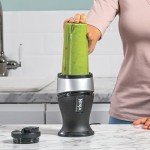 Ninja 700W Slim Blender & Smoothie Maker, 2x 470ml Cups with Spout Lids, Personal Blender, Crush Ice & Frozen Fruit, Silver/Black QB3001UKS