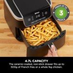 Ninja Air Fryer PRO 4.7L, Single Drawer, 4-in-1, Air Fry, Roast, Reheat, Dehydrate, Cooks 1-2 Portions, Digital, Cook From Frozen, Non-Stick Drawer & Crisper Basket, 2000W, Black AF140UK