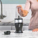 Ninja 700W Slim Blender & Smoothie Maker, 2x 470ml Cups with Spout Lids, Personal Blender, Crush Ice & Frozen Fruit, Silver/Black QB3001UKS