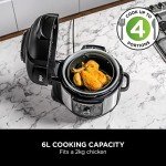 Ninja Foodi 9-in-1 Multi Cooker, 6L with 9 Cooking Functions, Pressure Cook, Air Fry, Slow Cook, Grill and more, Brushed Steel & Black, OP350UK