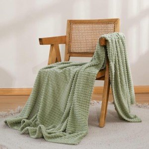 Cozy Sage Green Fleece Throw Blanket 50x70 Inches
