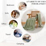 Cozy Sage Green Fleece Throw Blanket 50x70 Inches
