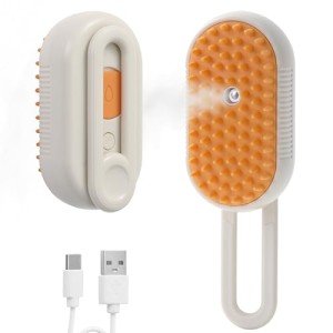 4 in 1 Cat Steam Brush for Shedding, Rechargeable Cat Brush with Steam, Anti-Static Steam Pet Brushes, Massage, Cleaning, Shedding & Combing All In One! Cream
