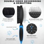 UGNEL 2PCS Dog Grooming Tools - Double-Sided Bath Brush for Shedding and Bathing, Suitable for Short/Long Haired Dogs, Premium Pet Supplies (Black Blue)
