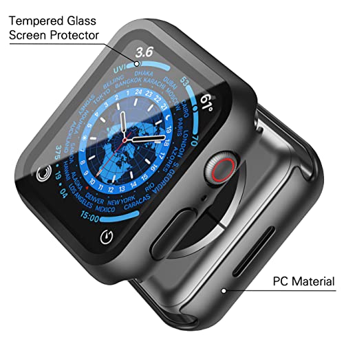 Misxi 2-Pack PC Case & Tempered Glass for Apple Watch