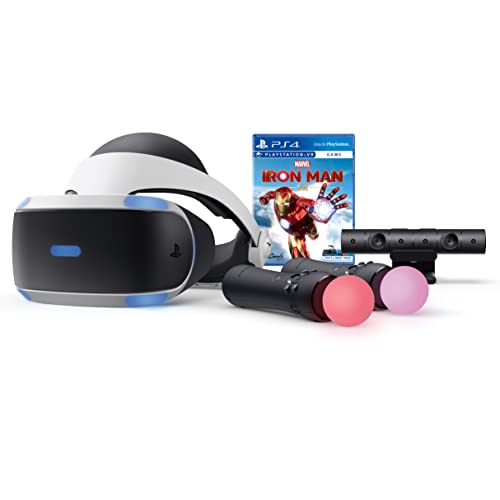PlayerO Play-Station VR Marvel's Iron Man VR Bundle: Headset, Camera, 2 Move Motion Controllers, Digital Code for PS-4 PS-5, White