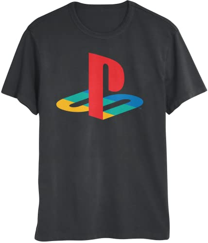 PlayStation Retro PS5 Logo Short Sleeve Mens and Womens Graphic T-Shirt (XX-Large, Black)