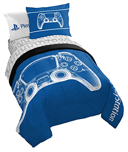 PlayStation X-Ray Gamer 5 Piece Twin Size Bed Set - Includes Comforter & Sheet Set - Super Soft Kids Bedding Fade Resistant Microfiber (Official Product)