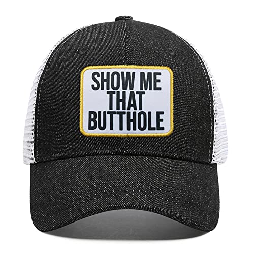 Show Me The Butthole Trucker Hat for Men Women Black Funny Hat Pride Lesbian Gay Baseball Cap