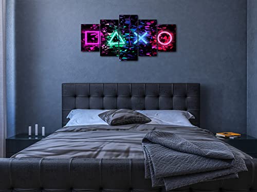 Biufo Gamer Symbol Canvas Wall Art Paintings Gaming Wall Decor Print Picture Artwork for Kids Boys Game Room Playroom Bedroom Decor (Small)