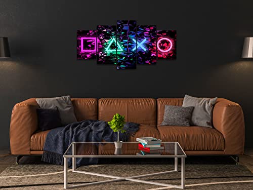 Biufo Gamer Symbol Canvas Wall Art Paintings Gaming Wall Decor Print Picture Artwork for Kids Boys Game Room Playroom Bedroom Decor (Small)