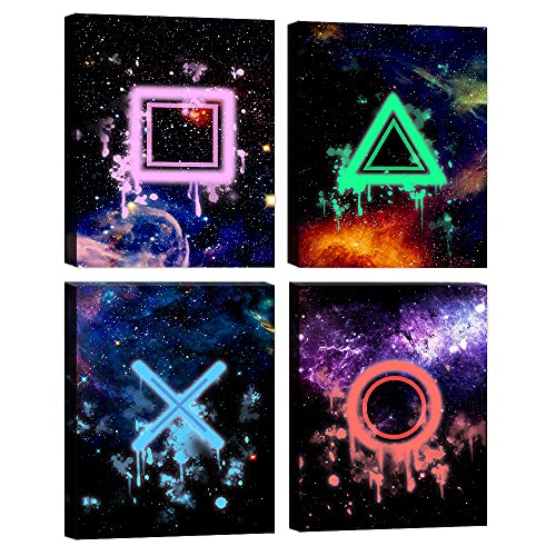 Game Room Wall Art Decor Funny Gaming Decorations Canvas Prints Boys Room Decorations Video Game Buttons Posters Pictures for Boys Bedroom Video Game Room Playroom Paintings Framed Ready to Hang