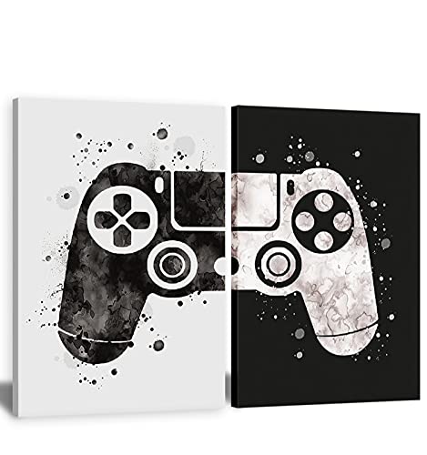 Framed Gaming Room Decor Video Game Themed Wall Art Canvas Framed Black and White Posters Prints Paintings Pictures for Kids Teen Art Gamer Print Poster Boys Decoration Playroom Boy Bedroom Home…