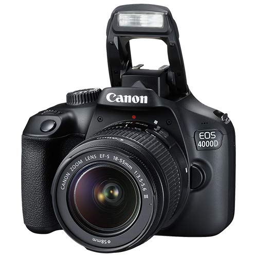 Canon EOS 4000D / Rebel T100 Digital SLR Camera Body w/Canon EF-S 18-55mm f/3.5-5.6 Lens 3 DSLR Kit Bundled with Complete Accessory Bundle + 64GB Flash & More - International Model (Renewed), Black