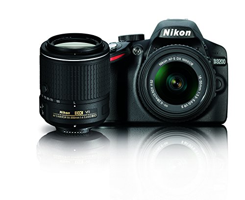 Nikon D3200 24.2 MP CMOS Digital SLR Camera with 18-55mm and 55-200mm VR DX Zoom Lenses Bundle