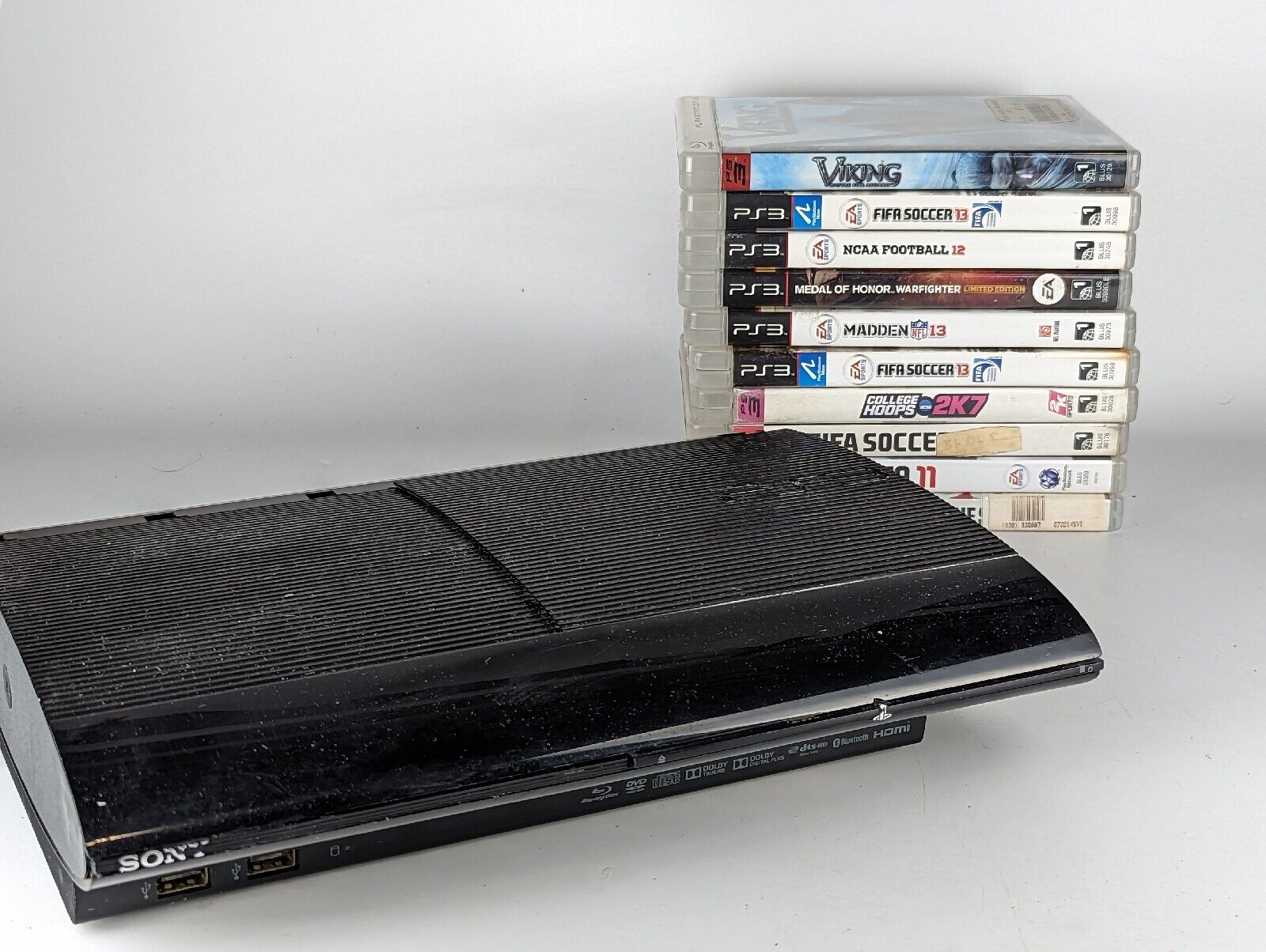 Sony Playstation 3 Super Slim 250GB PS3 W/ 10 Games