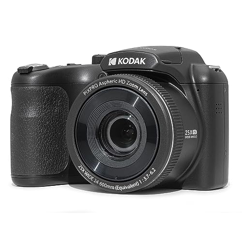KODAK PIXPRO AZ255-BK 16MP Digital Camera 25X Optical Zoom 24mm Wide Angle Lens Optical Image Stabilization 1080P Full HD Video 3" LCD Vlogging Camera (Black)