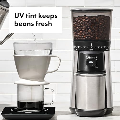 Silver OXO Conical Burr Coffee Grinder
