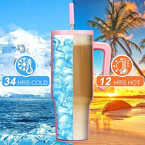 Insulated Coffee Tumbler with Handle and Straw