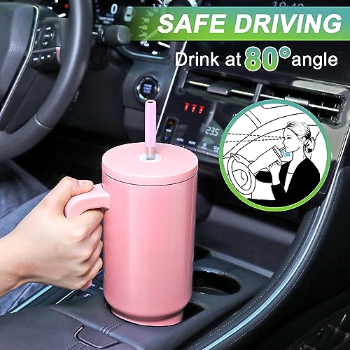 Insulated Coffee Tumbler with Handle and Straw