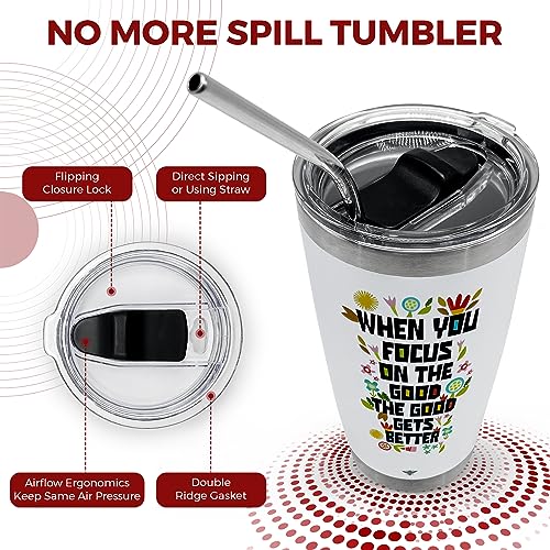 20oz Stainless Steel Coffee Tumbler with Straw - Gift Idea