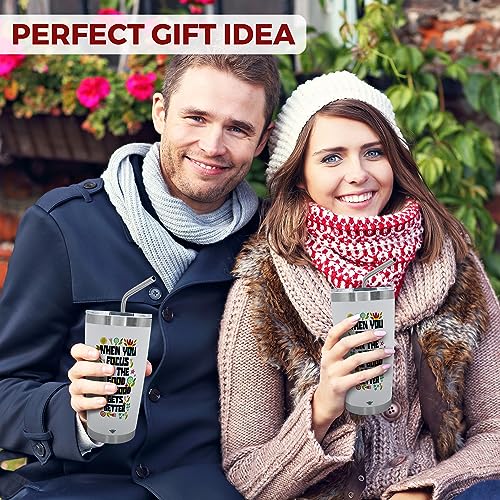 20oz Stainless Steel Coffee Tumbler with Straw - Gift Idea