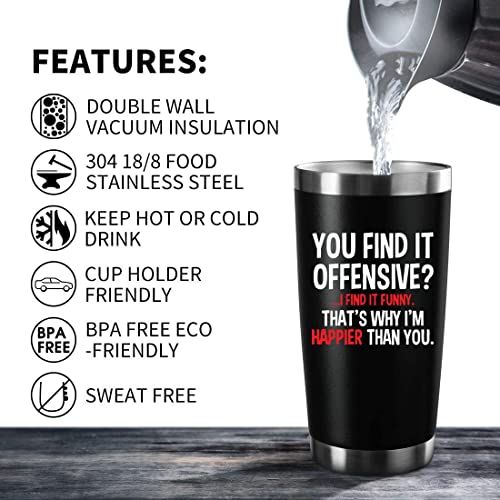 Funny Offensive 20 oz Insulated Tumbler | Black